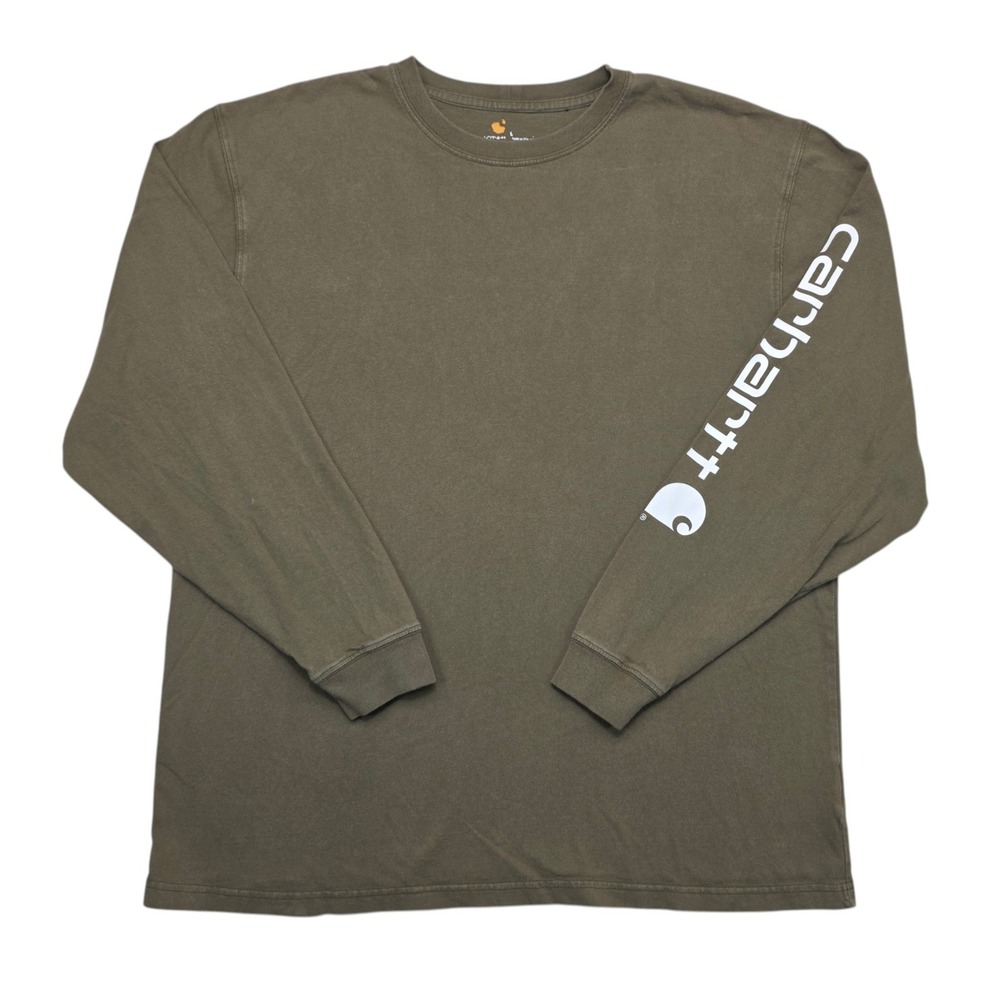 Carhartt Mens Long Sleeve Graphic Logo T-Shirt Olive Green Large Original Fit